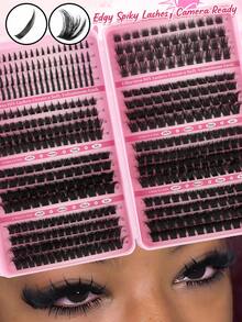 456/584片多款D捲度度假風簇裝假睫毛套組，8-16mm大容量單簇假睫毛，居家易貼，適合日常、約會、旅行、攝影、婚禮、節慶與Cosplay - 彩色 - 查看 8
