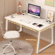Modern Gaming Computer Desk, Simple Style Home Office Writing Table, Study Corner PC Work Desk For Bedroom - White - View 2