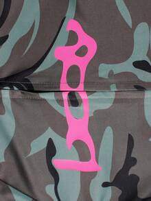 Women's Pink Leopard Print Autumn 2 Pieces Birthday Outfit, Cropped Long Sleeve Top With Flare Pants - Green - View 7