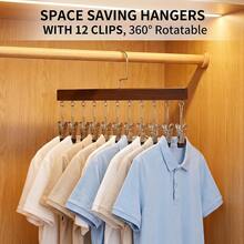 2pcs Closet Storage Hangers With 12 Clips, Space-Saving Leggings Rack, 360° Rotating Metal Clips With Silicone Lining, Suitable For Skirts, Socks, Bras, Shorts, Underwear, Ties - Multicolor - View 8