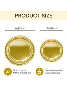 40-80pcs/Set Disposable Paper Plates, Gold Color, 7/9 Inch Round, Suitable For Decorating Desserts, Cakes And Party Supplies In Bulk, Suitable For Birthday, Wedding, Picnic, Holiday Club And Other Occasions - Multicolor - View 3