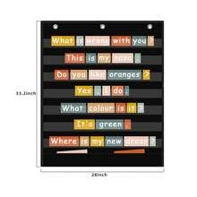 1pc Hanging Pocket For Storing Letters, Cards, Words And Sentence Strips, Durable Nylon Material Word Pockets With Extra Storage Pockets, With 3 Metal Holes, Suitable For School Home Office - A - View 3