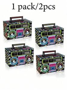 12pcs Retro Speaker Gift Boxes, 3D Paper Radio Candy Boxes, Creative Neon Cassette Player Candy Boxes, Retro Hip Hop Style Packaging Boxes, Gifts For Retro Enthusiasts, Colorful Unisex Street Style Small Gift Boxes, 80s Party Friends And Music Lovers Gifts - Multicolor - View 17