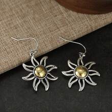 DIYCCPC Bohemian Vintage Sunflower Hollow Dual-Tone Decorative Earrings, Perfect For Daily Commute And Holiday Party Gift Jewelry - Two-color - View 7