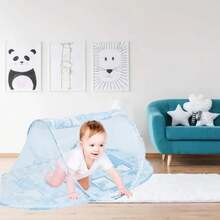 Mosquitera de malla de alta densidad para niños, con forma de barco de dibujos animados, sin necesidad de instalación, cama portátil para bebés. - Negro - Ver 3