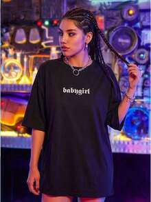 Women Versatile Basic Soft Cool Pattern High-End Casual Layering Top Fast Local Delivery - 黑色 - 查看 2