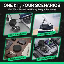 FCV 1pc Multi-USB Charging Adapter Cable Set, Includes Mirror, USB C To Lightning Adapter Box, USB A And Type C To Male Micro/Type C/Lightning Converter Set, Data Transfer, Card Slot Storage, Tray Ejector Pin, Phone Stand, Square/Round - Multicolor - View 8