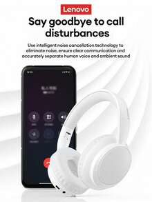 Lenovo TH11 包耳式藍牙耳機，藍牙 5.4，HiFi 音質，EQ 音效，3 種模式遊戲/音樂，HD 麥克風，長效電池續航，佩戴舒適，降噪，支持有線/無線連接，適合智慧型手機與電腦的運動包耳式耳機 - 米色 - 查看 3