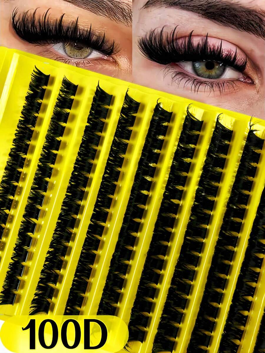 10 Rows 200/160 Clusters 8-16mm Mixed Length Russian D-Curl Thick Reusable Dramatic Eyelashes Suitable For Beginners (80D/100D Multiple Specifications) Eyelash Clusters Single Eyelashes False Eyelashes - D - View 1