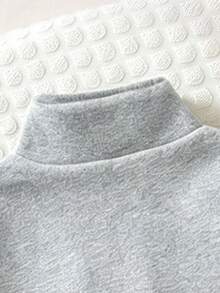 Baby Girl Bow Print Half-Chest Stand Collar Long Sleeve Top And Fitted Long Pants - Grey - View 4