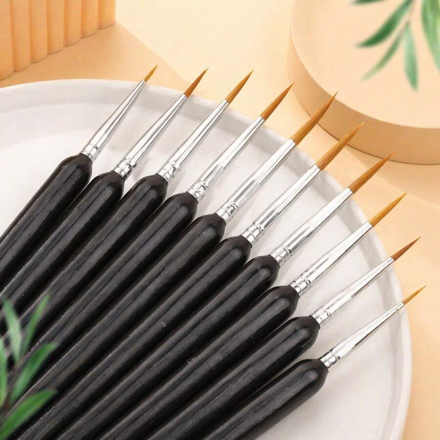 5pcs/Set Black Soft Bristle Watercolor Painting Ultra-Fine Hand-Drawing Pens, Outlining Pointed Tip Liner Brushes - Sets - View 1
