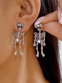 2pcs Halloween Skull/Bone Design Earrings, Suitable For Holiday Wear - Multicolor - View 1
