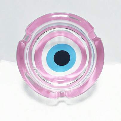 Yaratıcı Pembe Desenli Cam Kül Tablası, 3.34 İnç Yuvarlak Kül Tablası, Mini Dekoratif Ev Süsü Kül Tablası, Arkadaşlar İçin Hediye