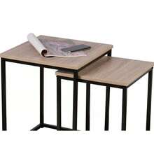 Juego de 2 Mesas Auxiliares Nido Cuatrados de Madera Diseño Industrial Colorado Joya Estructura Metálica Tapa MDF Acabado Roble Metal Negro Autoensamblaje - Color default - Ver 6