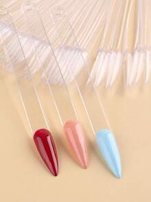 50/100/150pcs Transparent Rectangular & Fan-Shaped Nail Polish Color Display Cards With Metal Rings, Acrylic Nail Polish Color Sticks For Nail Salon And DIY Home Practice - Clear - View 2