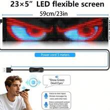 LED Display Screen With Smart AI Voice, Bluetooth Connectivity, Animated Text Editing And USB Power. Suitable For Home Decor, Advertising, Automotive, Store And Various Holiday Decorations. Flexible Display Screen/Commercial Display Screen/Car Display Screen/LED Flexible Display Screen/Illuminated Exit Sign - View 2