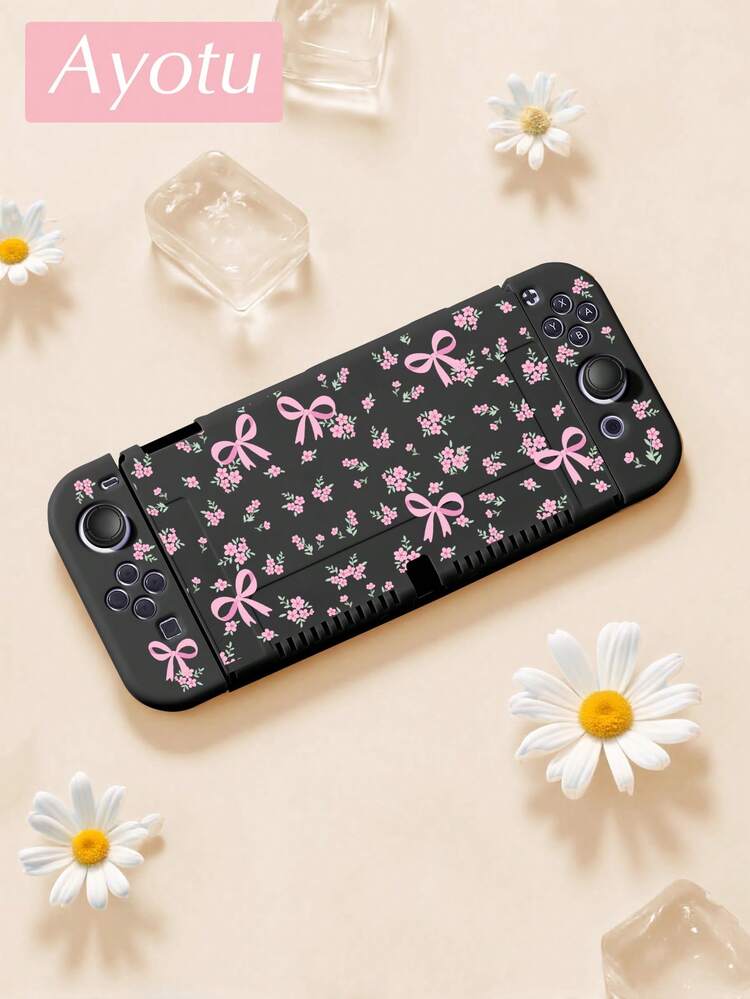 Ayotu Compatible With Switch/Switch OLED/Switch Lite Floral & Bow Pattern Game Console Shell And Accessories, Package Includes Protective Case, Storage Bag, Dock Shell, Controller Protective Cover And Other Multiple Style Accessories To Choose From, Back To School Gift/Birthday Gift/Anniversary Gift. - View 26