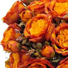 1/3/60pcs Autumn Peony Artificial Flowers, Silk Burgundy Peony Fake Flower Bouquet, Autumn Floral Arrangement, Suitable For Centerpiece, Wedding, Party, Home Decor - Orange - View 4
