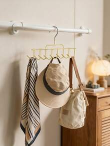 8-Cap Capacity Hat Storage Rack, Multi-Function Hat Hanging Rack, Dorm Closet Storage Hook, Suitable For Hats, Ties, Belts, Scarves, Multi-Function Wall-Mounted Hat Display Rack, Towel Storage Rack, Portable Travel Hook, Suitable For Home, Campus, Hotel - Multicolor - View 5
