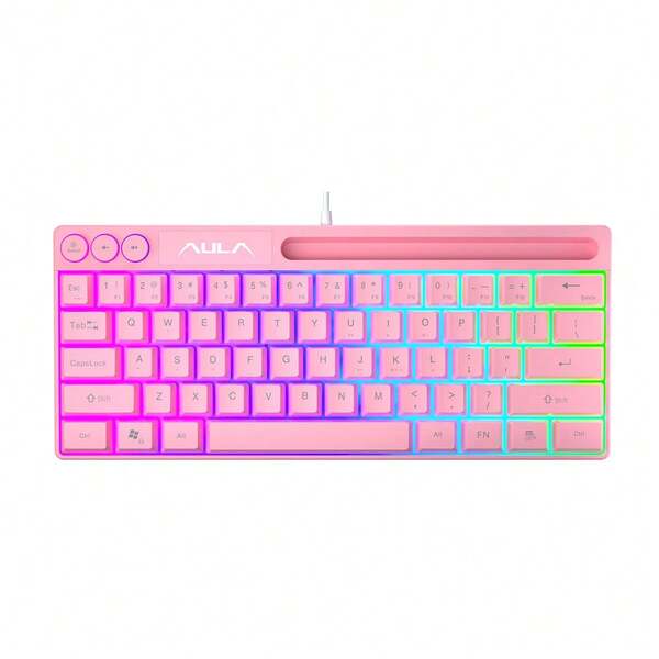 AULA F3061 Wired Mechanical Tactile Keyboard 64-Key RGB Backlit Mini Keyboard Compatible With Laptop PC Portable Mouse Computer Keyboard Original AuLa Gaming Keyboard