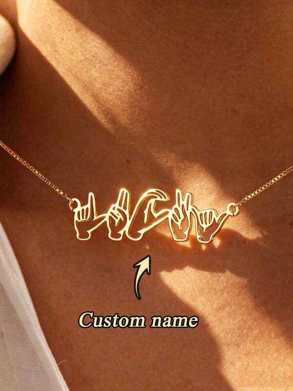 قلادة مخصصة بلغة الإشارة قطعة واحدة، قلادة اسم بلغة الإشارة، قلادة صداقة الأم، قلادة نسائية مخصصة، هدية عيد الأم، هدية عيد الفصح، قلادة اسم مخصصة، هدية عيد ميلاد نسائية، هدية مخصصة