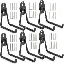 Heavy Duty Wall Mount Tool Hooks Black L-Shaped Iron Hangers 2 Pack With Complete Screws, Garage Garden Storage Rack For Shovel Broom Rake, Rustproof Strong Load Bearing, Wall Fence Universal Organizer - Large (4 Pieces, Including Nails) - View 2