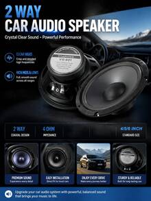 2 Way Car Audio Speaker Car Tuning Audio Speaker Heavy Mid-Bass Ultra-Thin Modified Speaker Horn Full Range Frequency Automotive Loudspeaker For Vehicle Sound System - A - View 8