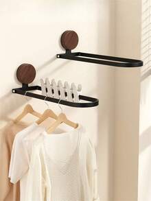 1 pieza Toallero de madera de nogal para baño, barra de toallas plegable sin taladro montada en la pared, accesorios de baño, accesorios de cocina - Multicolor - Ver 5
