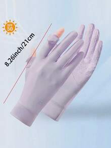 1 Pair Women's Summer Thin Breathable Open-Finger Sun Protection Gloves, Outdoor Cycling Driving Sports Use, Flip-Over 2-Finger Sun Protection - A - View 11