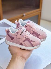 Girls' Mesh Breathable Sports Shoes, Baby Hook And Loop Soft Sole Functional Shoes, Children's Anti-Slip Lightweight Walking Casual Shoes - Pink - View 3