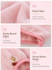 1/2/3pcsMicrofiber Hair Drying Towel Wrap, Super Absorbent Quick Dry Hair Turban Cap For Women, Anti-Frizz Bath Accessory,Soft Coral Fleece Hair Towel Wrap, Ultra Absorbent Quick Drying Shower Cap Hat For Long And Thick Hai - Multicolor - View 6