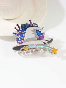 Kawaii Fantasy Magic Large Hair Claw, Floral Rhinestone Castle Wizard Hat Design Metal Hair Claw Accessories For Girls Cosplay - Multicolor - View 11