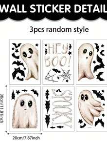 6 Large Halloween Stickers, Ghost Theme Window Decals, Cute Ghost Shaped Halloween Window Stickers, Halloween Party Decoration, Halloween Street Scene Window Display Stickers, Halloween Party Supplies, Halloween Decoration, Halloween Gift, Restaurant Background Decoration, Home Decor, Kitchen Window Stickers, Autumn Decoration, Party Gift, Seasonal Decoration - A - View 14