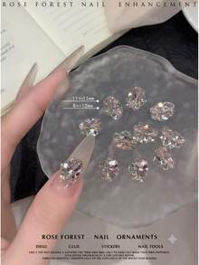 5/48Pcs Lake Blue No-Base Finished Rhinestone Ball Nail Art Decor, Blue Pigeon Egg Rhinestone Ball Nail Art Decoration - Multicolor - View 8