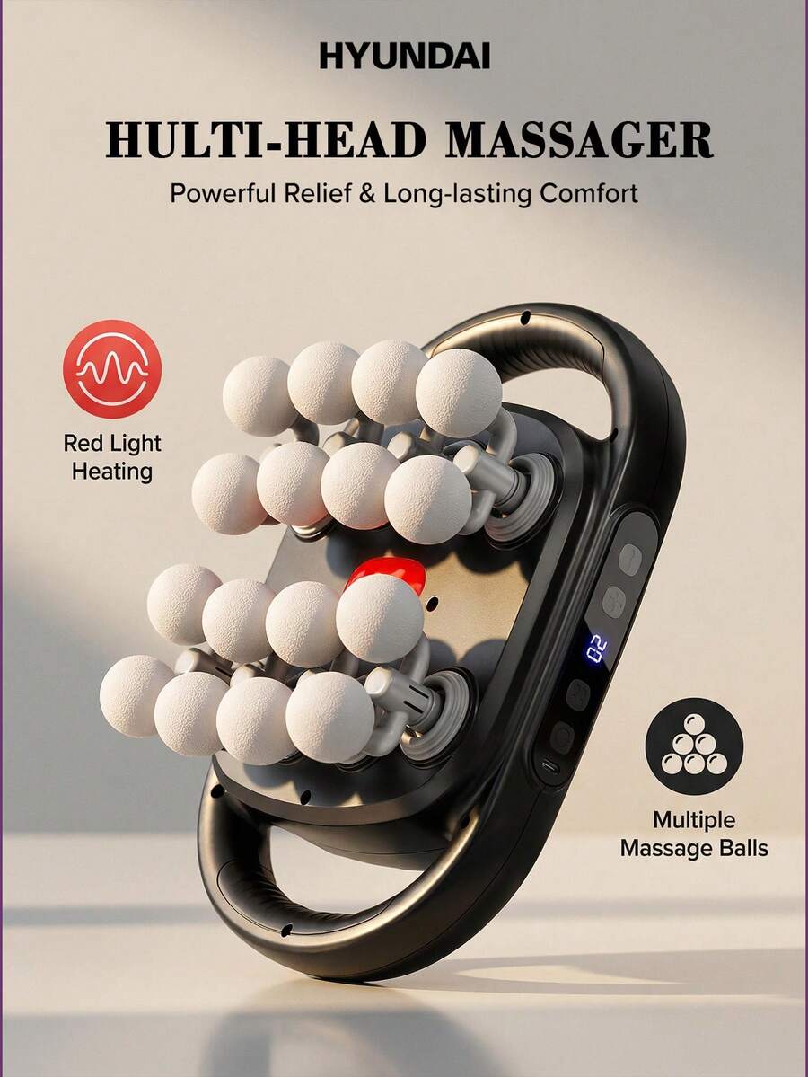 HYUNDAI 16pcs Massage Set Including Deep Tissue Massager, 9-Mode 20-Speed USB Portable Massager And Quiet Percussion Massager, Suitable For Back, Shoulder, Leg And Foot, Perfect Gift For Family And Friends - View 1