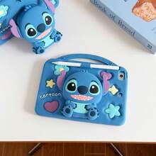 Disney Stitch Silicone 3D Tablet Protective Case, Protective Cover, Equipped With Integrated Molded Telescopic Stand For Convenient Daily Use, 3D Embossed Design, Bluetooth Stylus Slot, Carrying Strap, Shockproof And Anti-Drop, Premium Look For Photography, Suitable For IPad/Air/Pro Models - Royal Blue - View 3