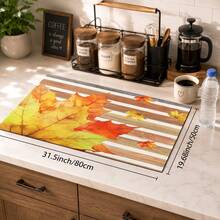 1pc Autumn Colorful Maple Leaf Pattern Diatomaceous Earth Kitchen Drain Mat, Quick-Drying Absorbent Non-Slip Coffee Machine Mat & Dish Drying Mat, Suitable For Kitchen Countertop And Holiday Home Decor - Multicolor - View 8