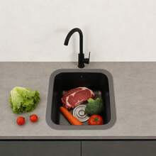 YUNRUX Kitchen Sink With Faucet, Modern Sink, Single-Bowl Sink - 黑色 - 查看 9