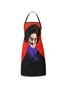 4Pcs/1pcDay Of The Dead Print Apron, Sugar Skull Skeleton Pattern Kitchen Apron For Cooking Baking Halloween PartySkeleton Apron For Halloween, White Human Skeleton Bones Print Black Kitchen Apron - Multicolor - View 5