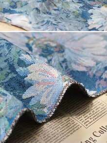 1pc Thick Blue&Green Chrysanthemum Oil Painting Style Jacquard Fabric, Pre Cut 19.6in X 58.2in, 39in X 58.2in, DIY Sewing Fabric, Suitable For Handmade Sofa Covers, Tablecloths, Pillows, Bags, Dresses, Curtain, Background Decoration Fabrics, Etc - Chrysanthemum - View 8