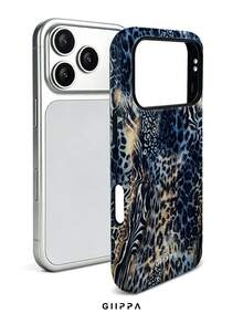 GIIPPA 1件 藍色豹紋、斑馬紋、虎紋拼接設計手機殼，適用於 Phone 17 Pro Max，相容 Phone 16 Pro Max、15 Pro Max、14 Pro Max、11/12/13/14/15/75 Pro Max Plus，韓式高端時尚趣味優雅設計，男女皆宜，聖誕節、情人節、復活節、婚禮季和生日送女友的完美禮物！ - 藍色 - 查看 3