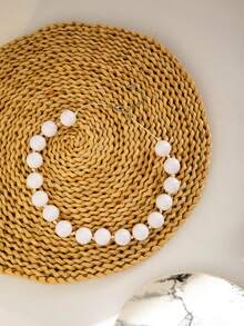 1pc/Fashion Minimalist Old Money Style Solid Color Handmade Beaded Necklace, Suitable For Women's Daily Commute And Date, Atmospheric Gift - Multicolor - View 4