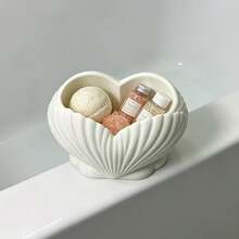 Heart-Shaped Shell Design Bathroom Storage Rack, Art Studio Pen Holder, Bathroom Storage Accessories, Makeup Brush Holder - A - View 8