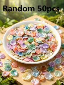 50/100/200pcs 20mm White Shell-Shaped Acrylic Beads, Cream Petal Bead Caps, Suitable For DIY Crafts, Jewelry Making And Phone Case Decoration - Multicolor - View 27