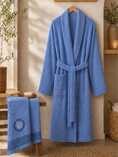 Luxus Bademantel & Handtuch Set - S/M, L/XL 2XL 3XL - 50x70 cm Handtuch - 100% Baumwolle, ultra-weich & saugfähig - Premium Qualität Badezimmer Komfort - Hergestellt in der Türkei
