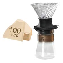 Pour Over Coffee Brewer Set, Includes Silicone Glass Filter With Switch, 17oz/500mL Transparent Glass Coffee Pot, 100pcs V02 Filter Paper, Suitable For Home, Cafe, Restaurant, Camping - Multicolor - View 8