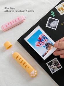 1pc/3pcs Kawaii Cat Paw Dual Function Stationery, Mini Correction Tape & Dot Glue 2 In 1 Clear Adhesive, Perfect For Scrapbook DIY, Back To School - Multicolor - View 7