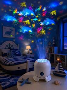Type-C USB Marine Animal Night Light, Rainbow Rotating Lamp For Cozy Room Vibes - Multi-color light - View 5