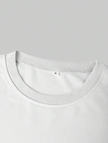 Set Kasual Pria Musim Semi/Gugur Minimalis dengan Motif Gradien Pohon Kelapa dan Huruf, Terdiri dari Sweatshirt Lengan Panjang dan Celana Pendek, Terdiri dari Sweatshirt dan Celana Pendek. - Putih - View 5