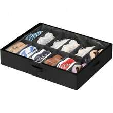 24/12 Grid Foldable Underbed Shoe Storage Box, Non-Woven Fabric Dust-Proof Stackable Shoe Organizer, 2mm Thick Cardboard, Space-Saving And Sturdy, Suitable For High Heels And Sneakers, 29.3 Inches, Essential Home Storage For Wardrobe, Bedroom, Dorm - View 10